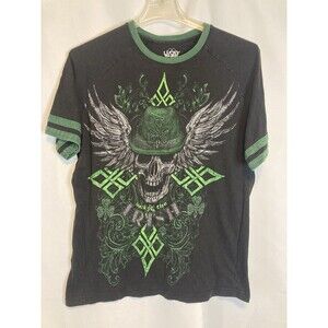 Luck Of The Irish Shirt Mens Large Black Skull Gothic Lucky Tee St. Patrick’s